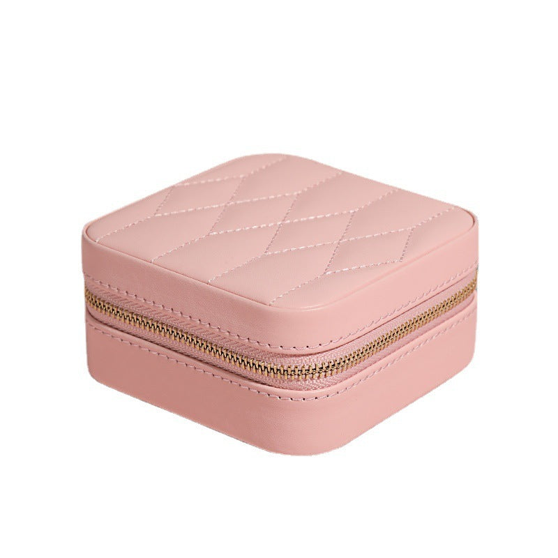 Portable double-layer zipper jewelry box