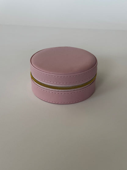 Travel Portable Leather Round Jewelry Box