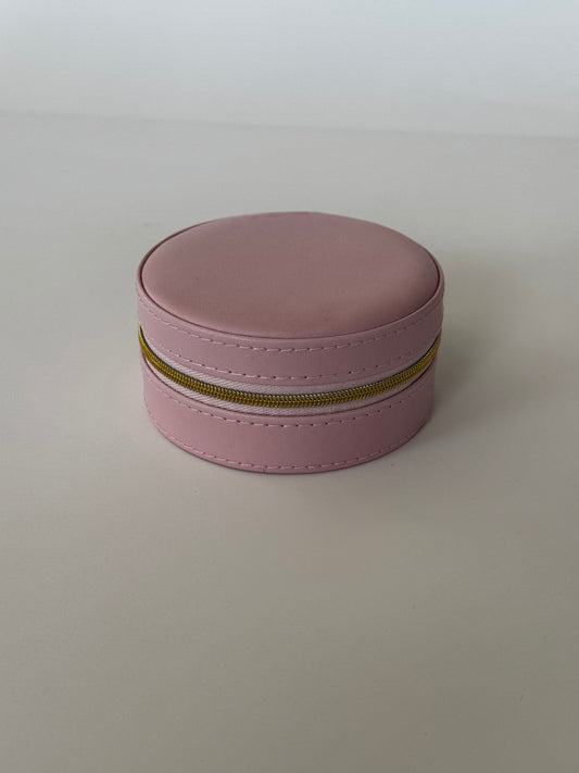 Travel Portable Leather Round Jewelry Box
