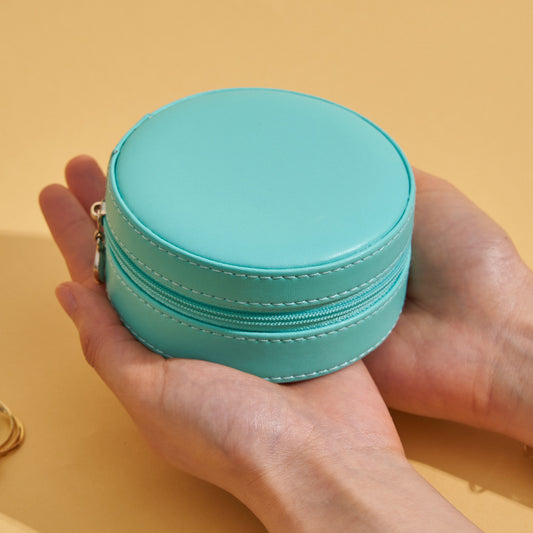 Travel Portable Leather Round Jewelry Box