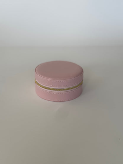 Travel Portable Leather Round Jewelry Box
