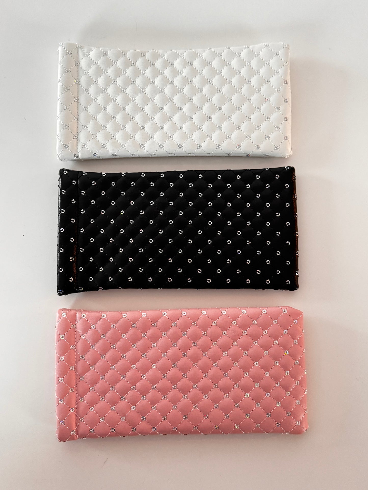 Diamond luxe quilted sunglasses case