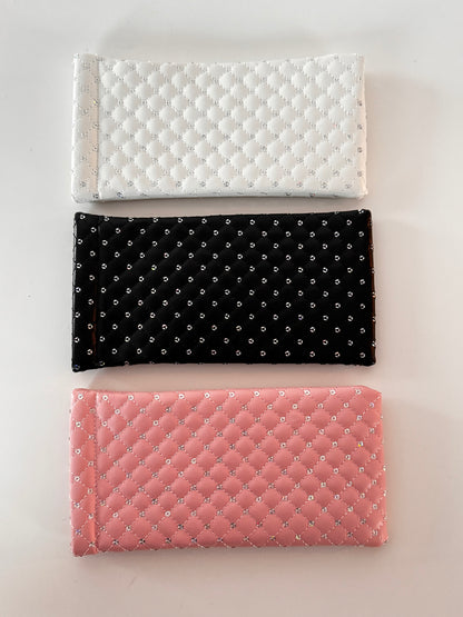 Diamond luxe quilted sunglasses case