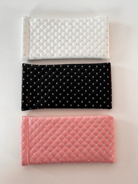 Diamond luxe quilted sunglasses case