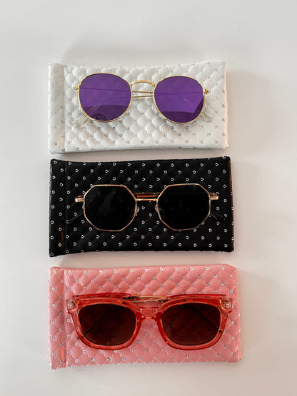 Diamond luxe quilted sunglasses case