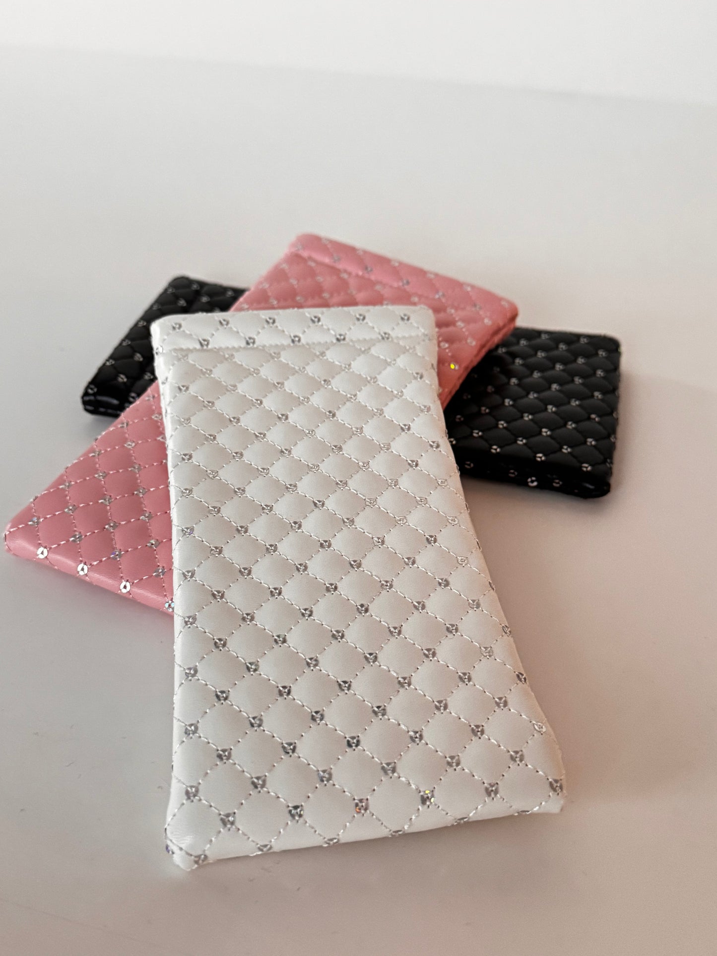 Diamond luxe quilted sunglasses case