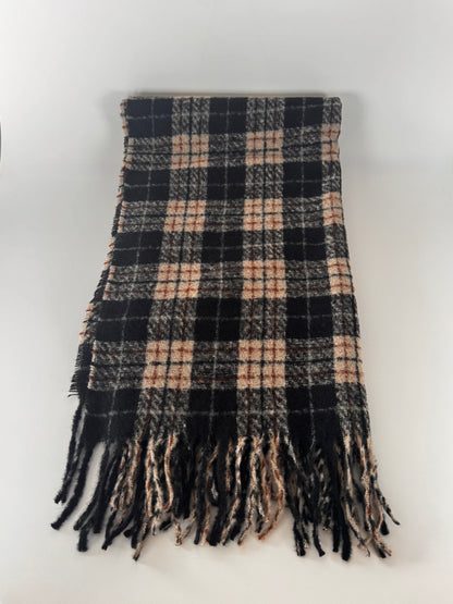 Plaid Black and Beige Scarf