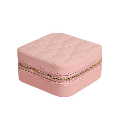 Portable double-layer zipper jewelry box