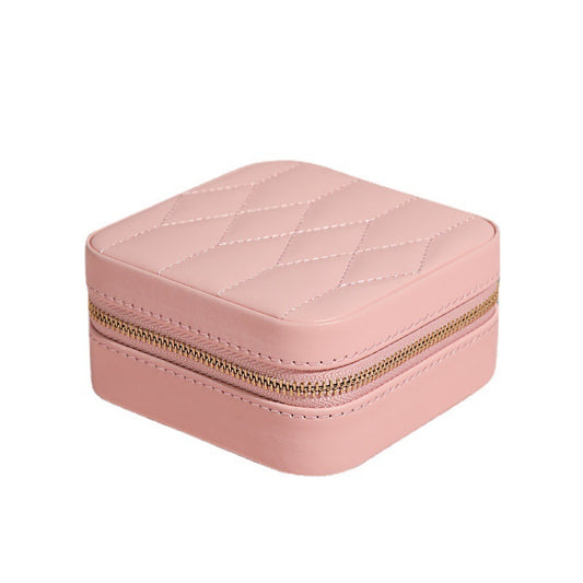 Portable double-layer zipper jewelry box